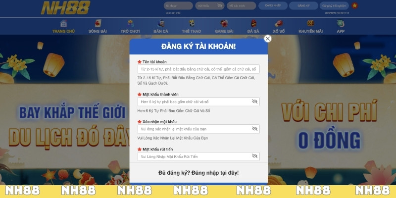 Hướng dẫn đăng ký NH88 nhanh nhất